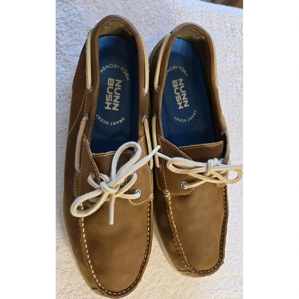 NUNN BUSH TAN-HAVANE BAYSIDE LEATHER BOAT SHOES SIZE 12M